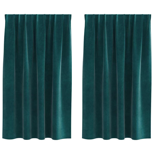 Vorhänge mit Vorhängen 2 pcs Dunkelgrün 140 x 140 cm Samt