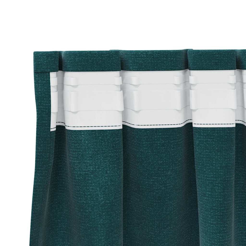 Vorhänge mit Vorhängen 2 pcs Dunkelgrün 140 x 175 cm Samt