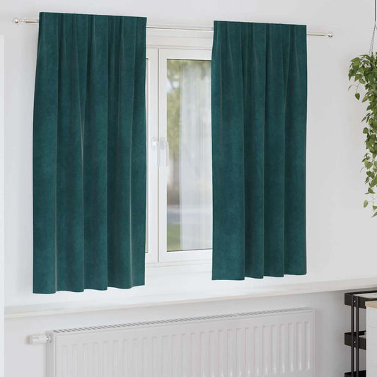 Vorhänge mit Vorhängen 2 pcs Dunkelgrün 140 x 175 cm Samt