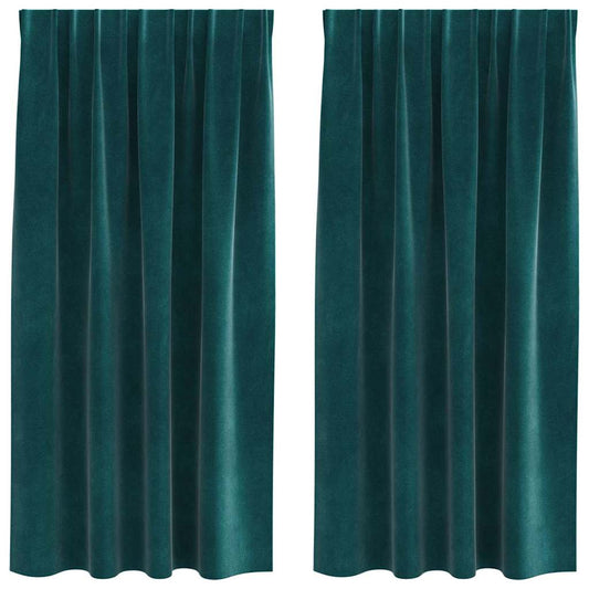 Vorhänge mit Vorhängen 2 pcs Dunkelgrün 140 x 175 cm Samt