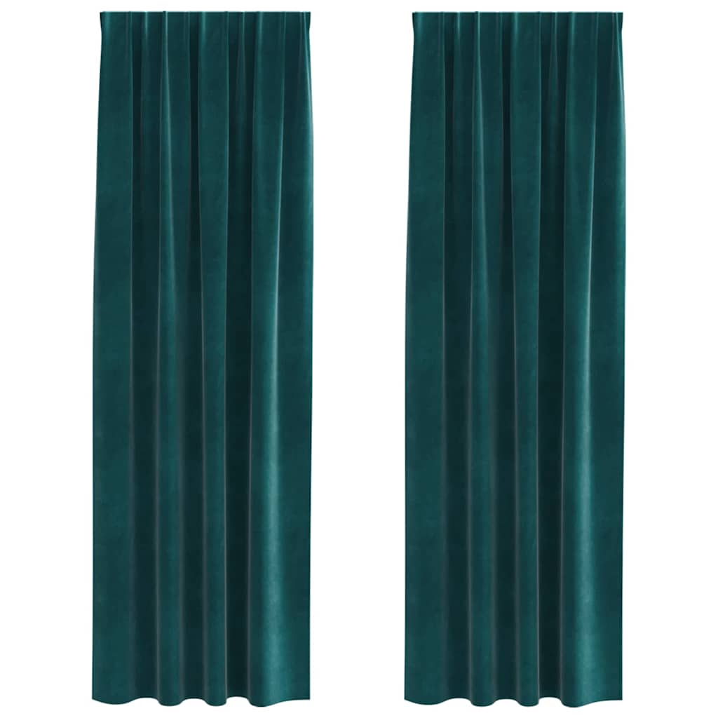 Vorhänge mit Vorhängen 2 pcs Dunkelgrün 140 x 245 cm Samt