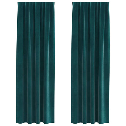 Vorhänge mit Vorhängen 2 pcs Dunkelgrün 140 x 245 cm Samt