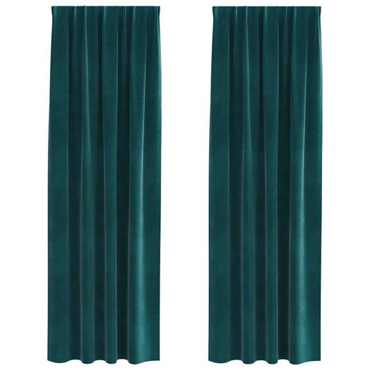 Vorhänge mit Vorhängen 2 pcs Dunkelgrün 140 x 245 cm Samt
