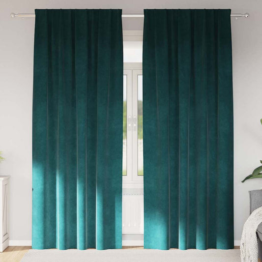 Vorhänge mit Vorhängen 2 pcs Dunkelgrün 140 x 260 cm Samt