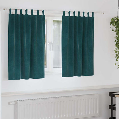 Vorhänge mit Vorhängen 2 pcs Dunkelgrün 140 x 140 cm Samt