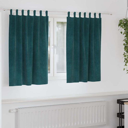 Vorhänge mit Vorhängen 2 pcs Dunkelgrün 140 x 140 cm Samt