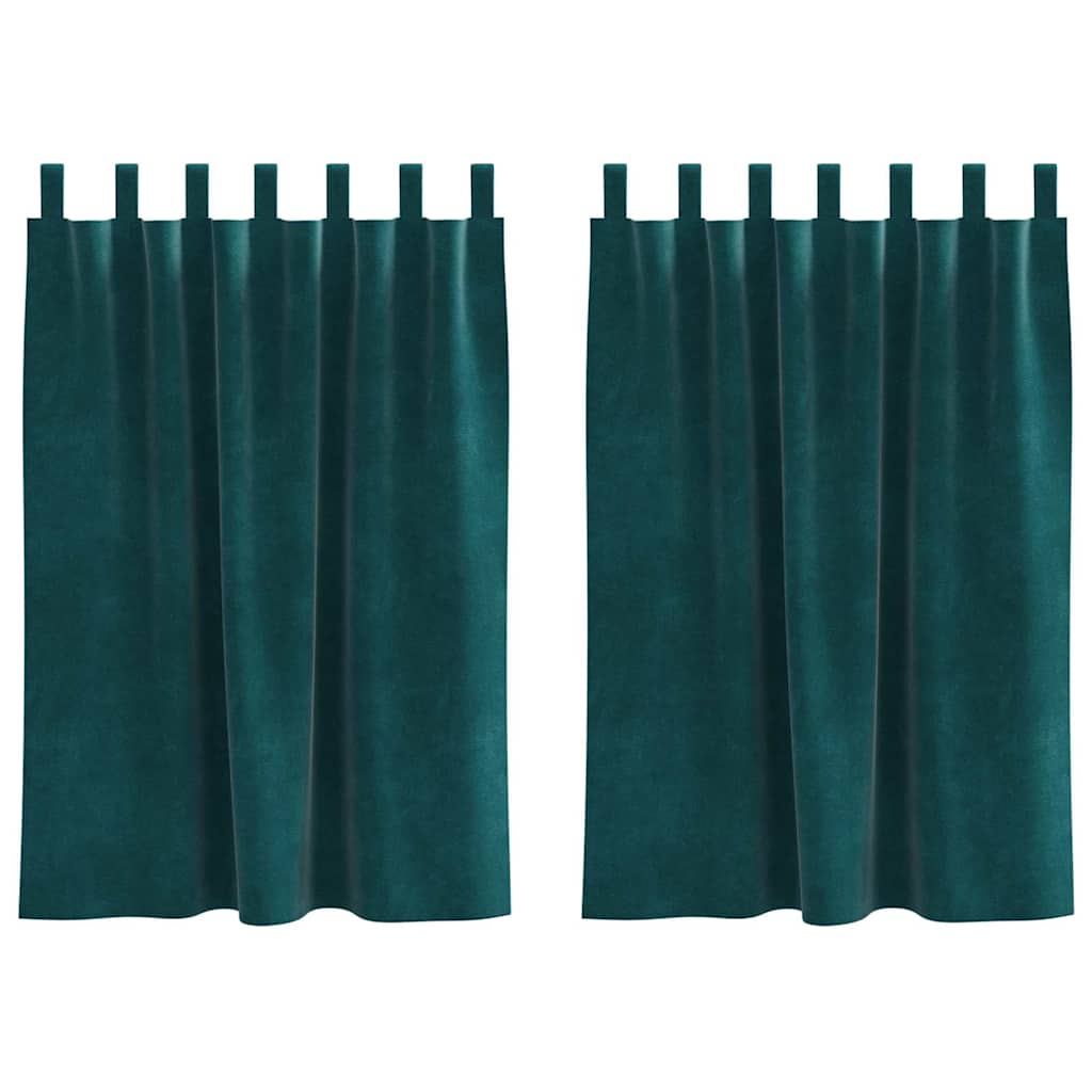 Vorhänge mit Vorhängen 2 pcs Dunkelgrün 140 x 140 cm Samt