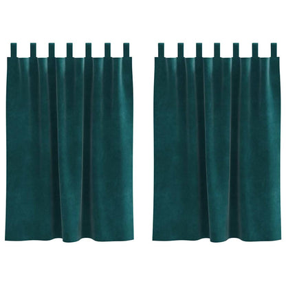 Vorhänge mit Vorhängen 2 pcs Dunkelgrün 140 x 140 cm Samt