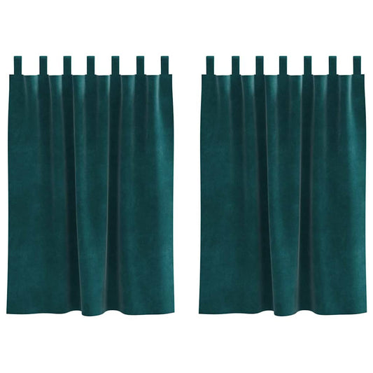 Vorhänge mit Vorhängen 2 pcs Dunkelgrün 140 x 140 cm Samt