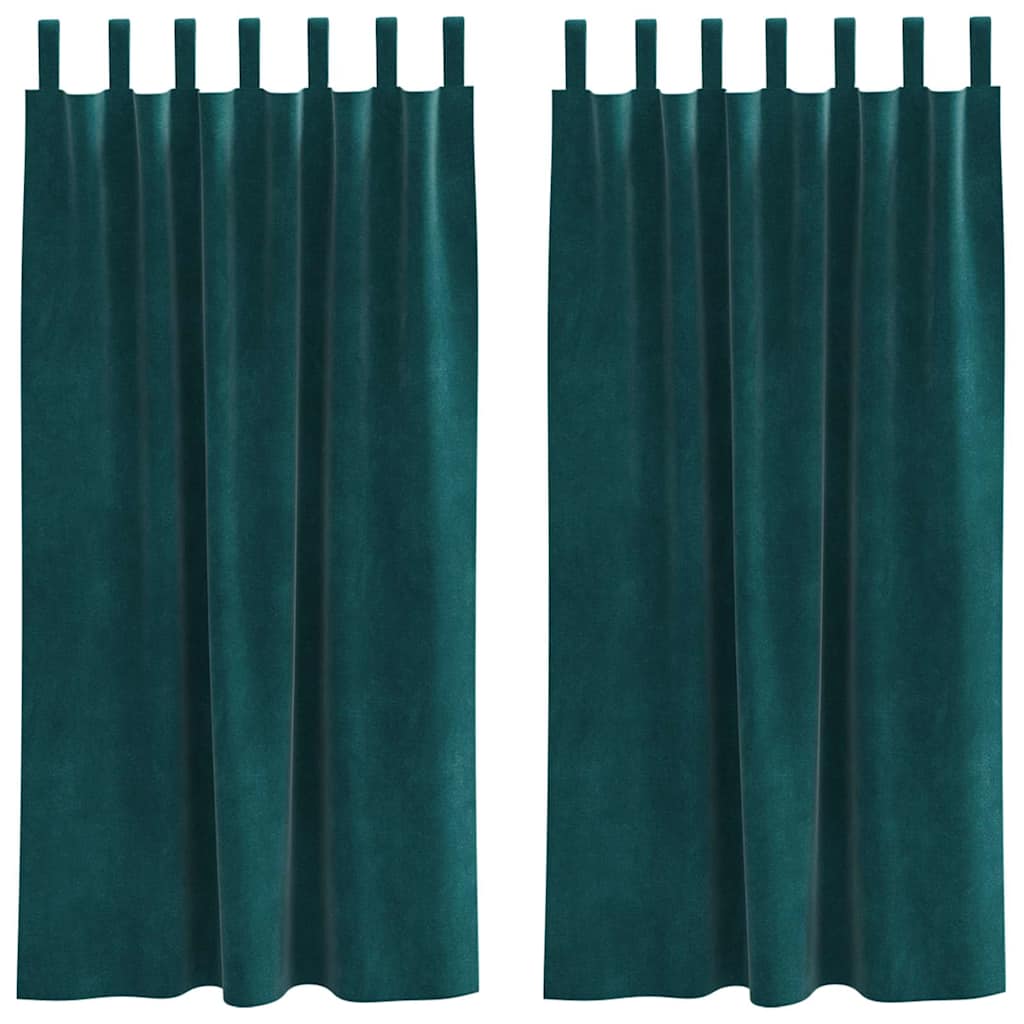 Vorhänge mit Vorhängen 2 pcs Dunkelgrün 140 x 175 cm Samt