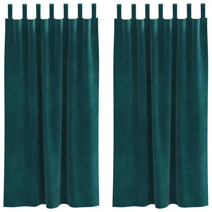Vorhänge mit Vorhängen 2 pcs Dunkelgrün 140 x 175 cm Samt