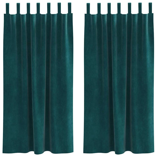 Vorhänge mit Vorhängen 2 pcs Dunkelgrün 140 x 175 cm Samt