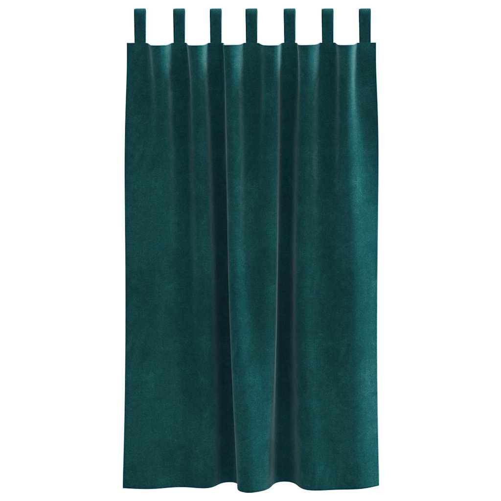 Vorhänge mit Vorhängen 2 pcs Dunkelgrün 140 x 175 cm Samt