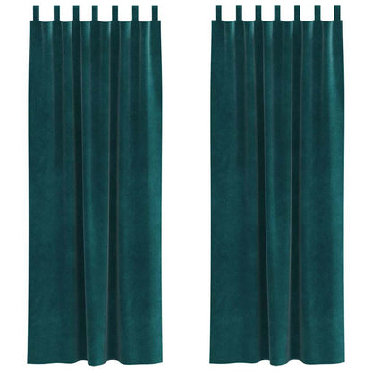 Vorhänge mit Vorhängen 2 pcs Dunkelgrün 140 x 225 cm Samt