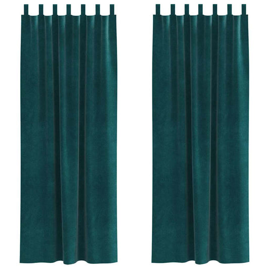 Vorhänge mit Vorhängen 2 pcs Dunkelgrün 140 x 225 cm Samt