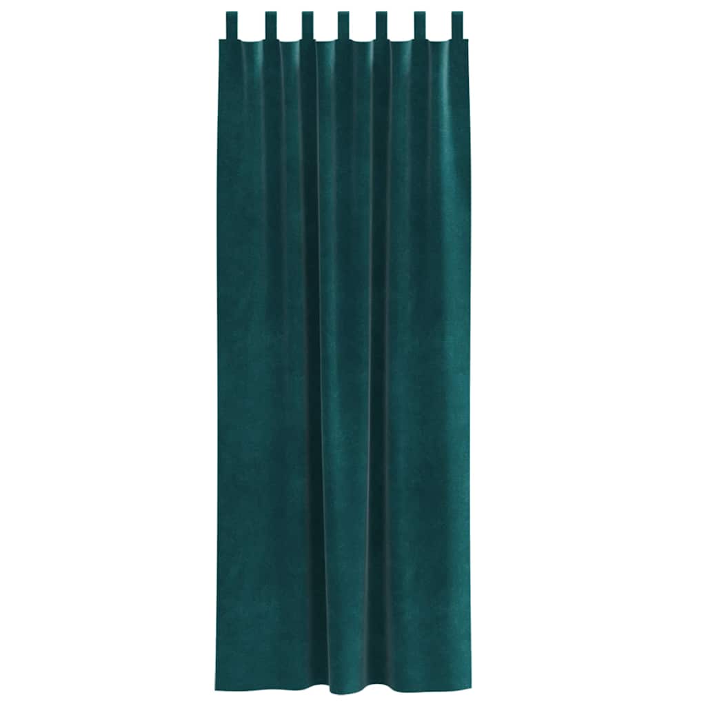 Vorhänge mit Vorhängen 2 pcs Dunkelgrün 140 x 225 cm Samt
