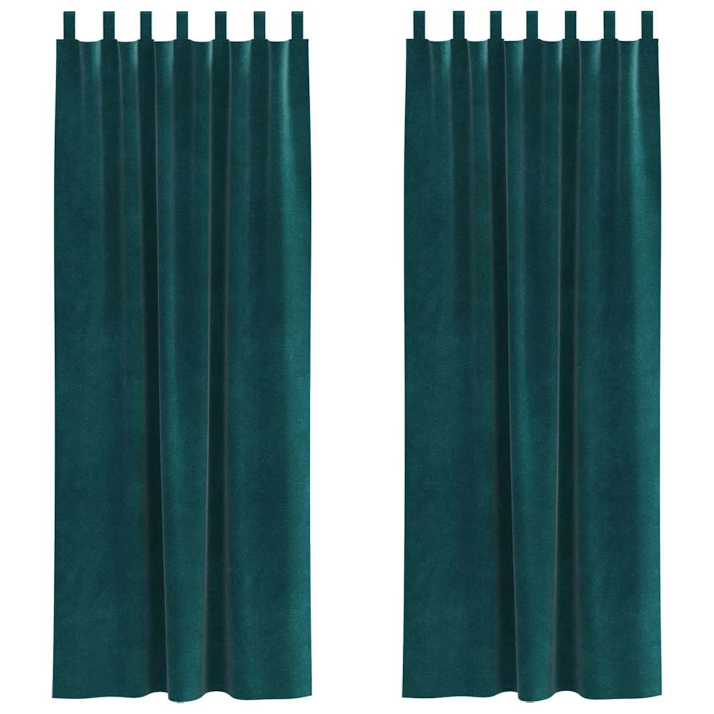 Vorhänge mit Vorhängen 2 pcs Dunkelgrün 140 x 245 cm Samt