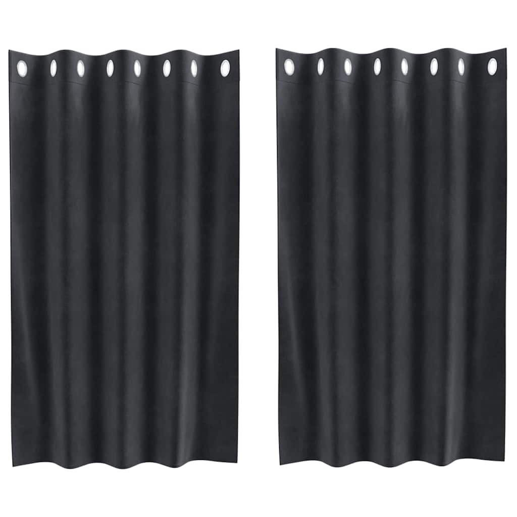 Vorhänge mit Vorhängen 2 pcs Dunkelgrau 140 x 140 cm Samt