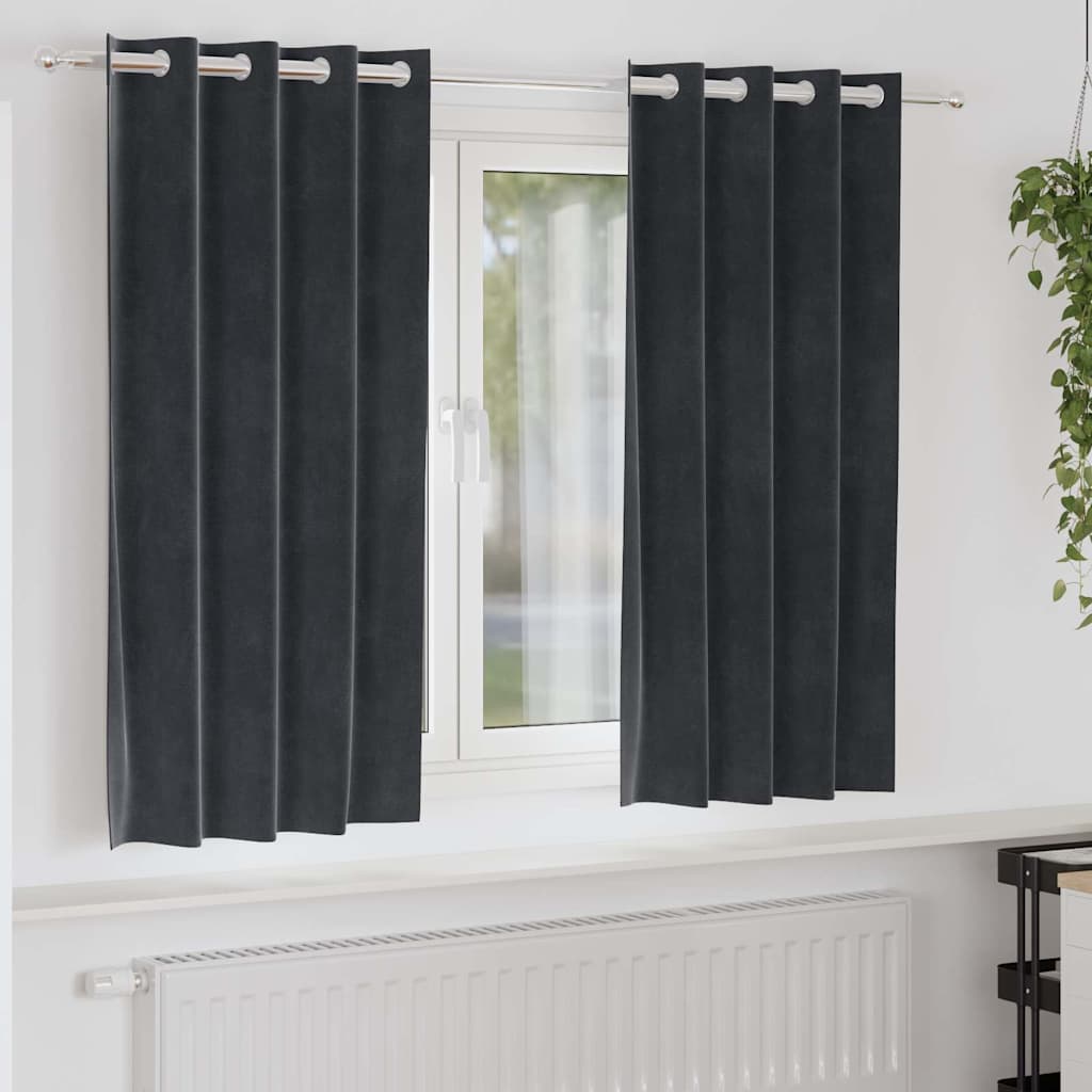 Vorhänge mit Vorhängen 2 pcs Dunkelgrau 140 x 175 cm Samt
