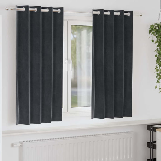 Vorhänge mit Vorhängen 2 pcs Dunkelgrau 140 x 175 cm Samt