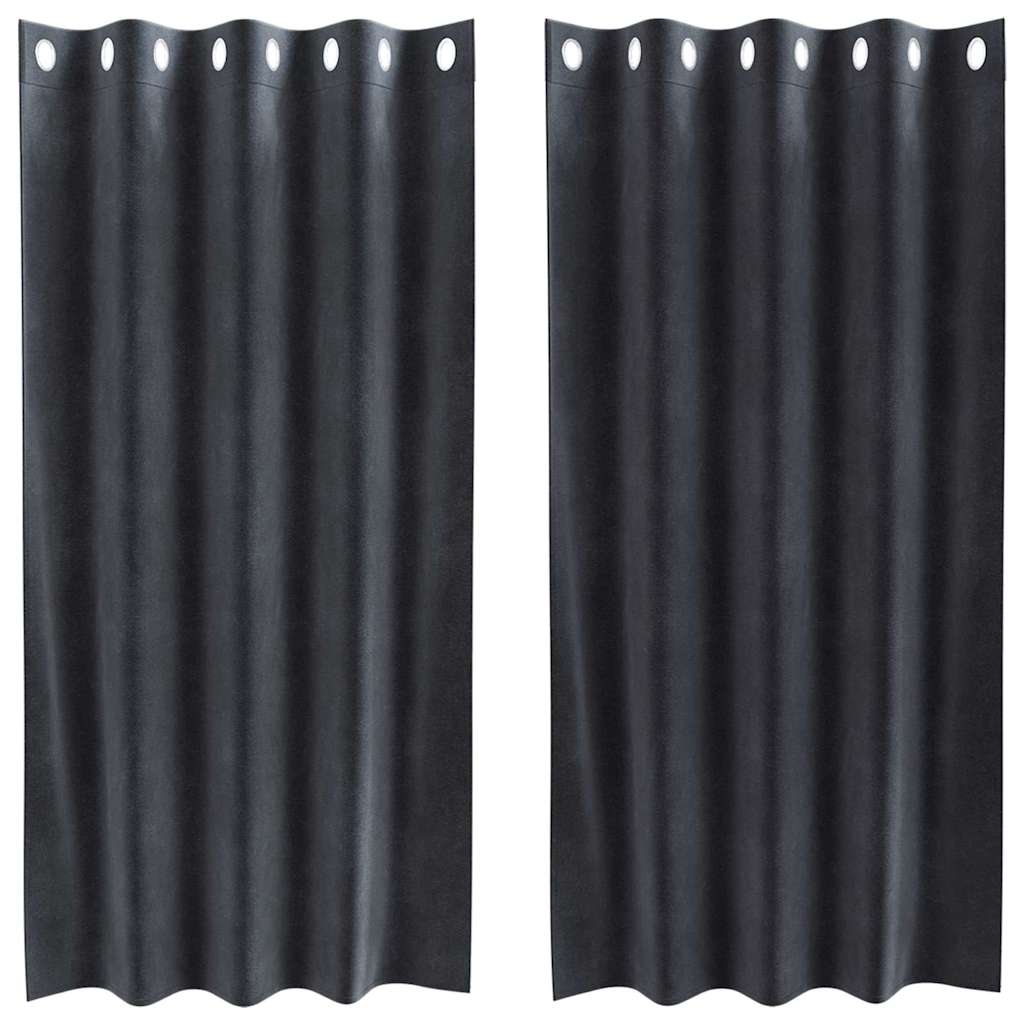 Vorhänge mit Vorhängen 2 pcs Dunkelgrau 140 x 175 cm Samt