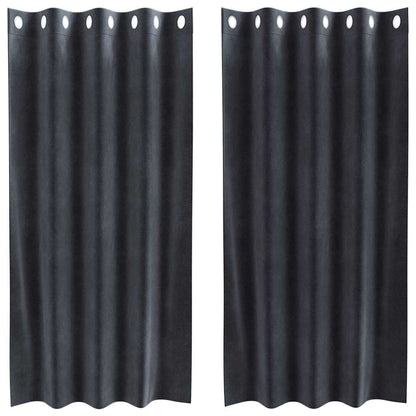 Vorhänge mit Vorhängen 2 pcs Dunkelgrau 140 x 175 cm Samt