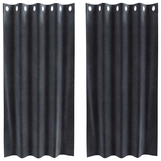 Vorhänge mit Vorhängen 2 pcs Dunkelgrau 140 x 175 cm Samt