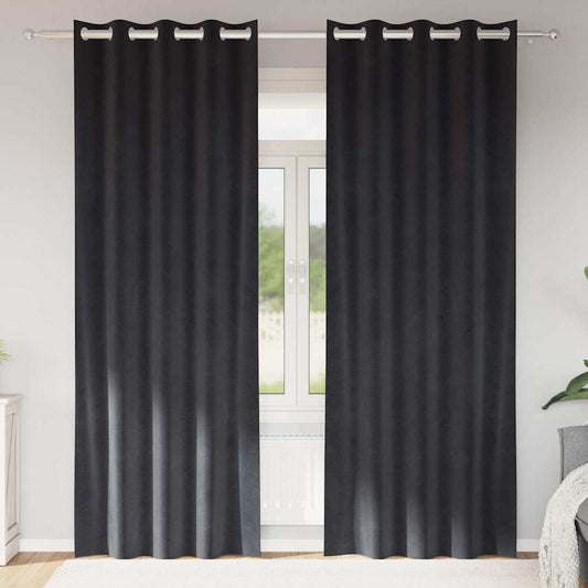 Vorhänge mit Vorhängen 2 pcs Dunkelgrau 140 x 245 cm Samt
