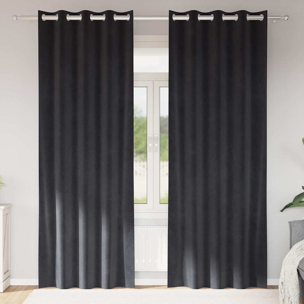 Vorhänge mit Vorhängen 2 pcs Dunkelgrau 140 x 260 cm Samt
