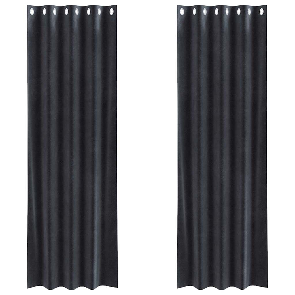 Vorhänge mit Vorhängen 2 pcs Dunkelgrau 140 x 260 cm Samt