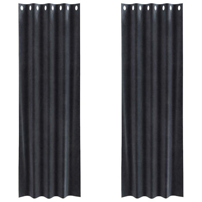 Vorhänge mit Vorhängen 2 pcs Dunkelgrau 140 x 260 cm Samt