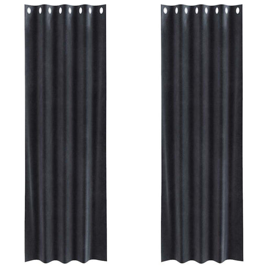 Vorhänge mit Vorhängen 2 pcs Dunkelgrau 140 x 260 cm Samt