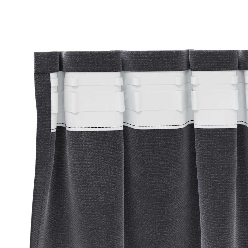 Vorhänge mit Vorhängen 2 pcs Dunkelgrau 140 x 140 cm Samt