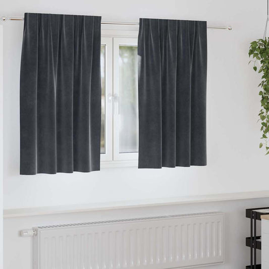 Vorhänge mit Vorhängen 2 pcs Dunkelgrau 140 x 140 cm Samt