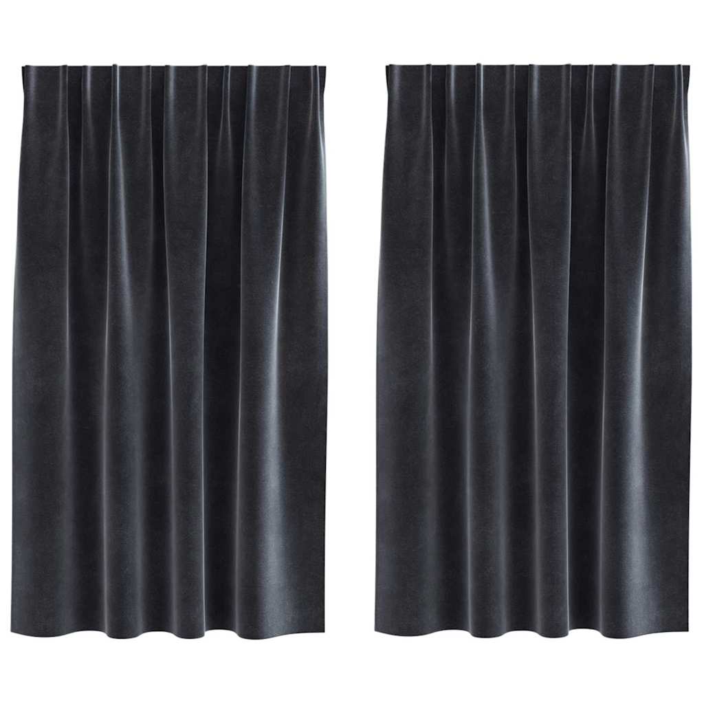Vorhänge mit Vorhängen 2 pcs Dunkelgrau 140 x 140 cm Samt