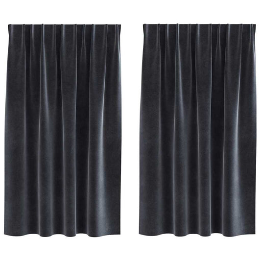 Vorhänge mit Vorhängen 2 pcs Dunkelgrau 140 x 140 cm Samt