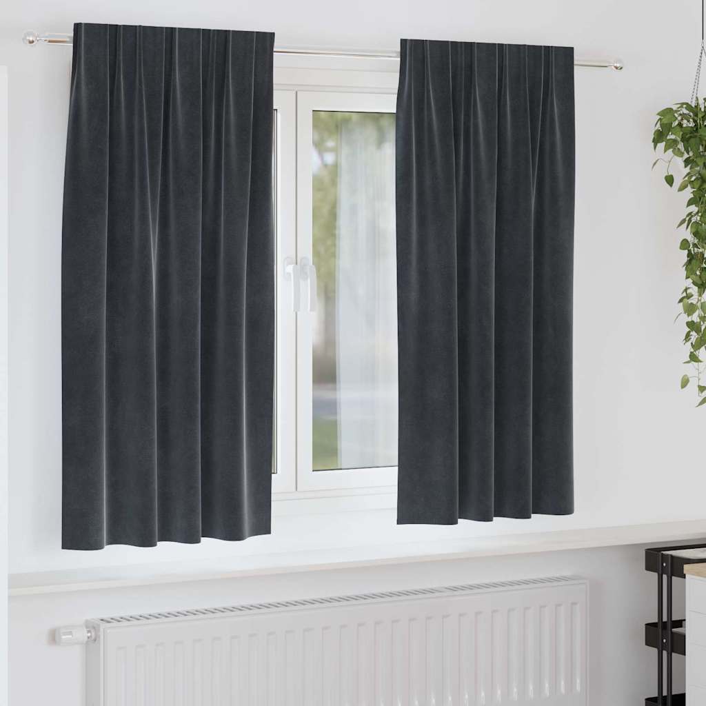 Vorhänge mit Vorhängen 2 pcs Dunkelgrau 140 x 175 cm Samt