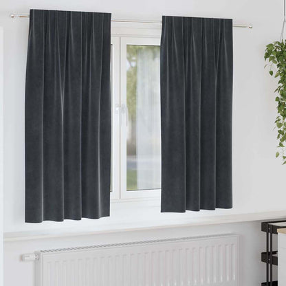 Vorhänge mit Vorhängen 2 pcs Dunkelgrau 140 x 175 cm Samt