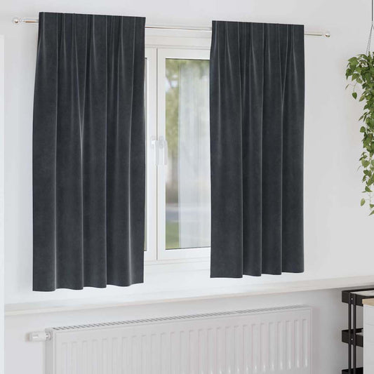 Vorhänge mit Vorhängen 2 pcs Dunkelgrau 140 x 175 cm Samt
