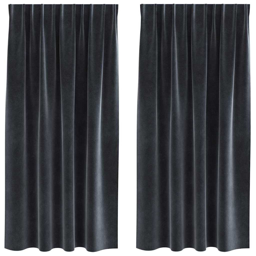 Vorhänge mit Vorhängen 2 pcs Dunkelgrau 140 x 175 cm Samt