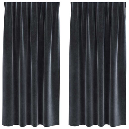 Vorhänge mit Vorhängen 2 pcs Dunkelgrau 140 x 175 cm Samt