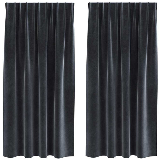 Vorhänge mit Vorhängen 2 pcs Dunkelgrau 140 x 175 cm Samt
