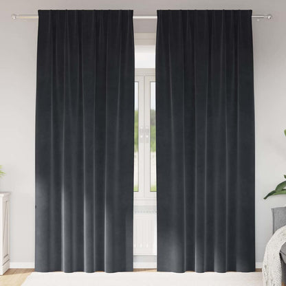 Vorhänge mit Vorhängen 2 pcs Dunkelgrau 140 x 245 cm Samt