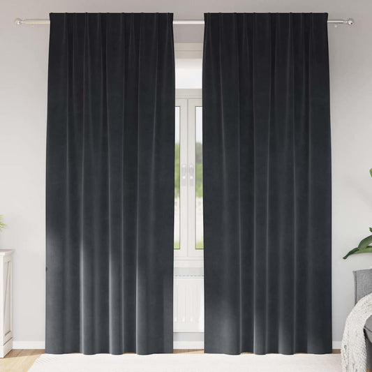 Vorhänge mit Vorhängen 2 pcs Dunkelgrau 140 x 245 cm Samt