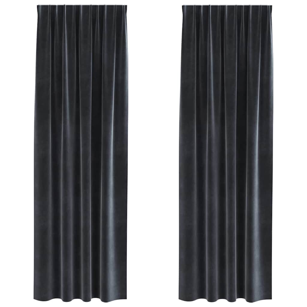 Vorhänge mit Vorhängen 2 pcs Dunkelgrau 140 x 245 cm Samt