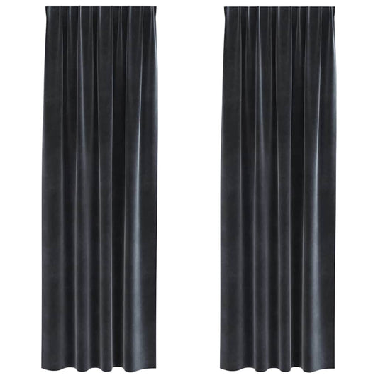Vorhänge mit Vorhängen 2 pcs Dunkelgrau 140 x 245 cm Samt