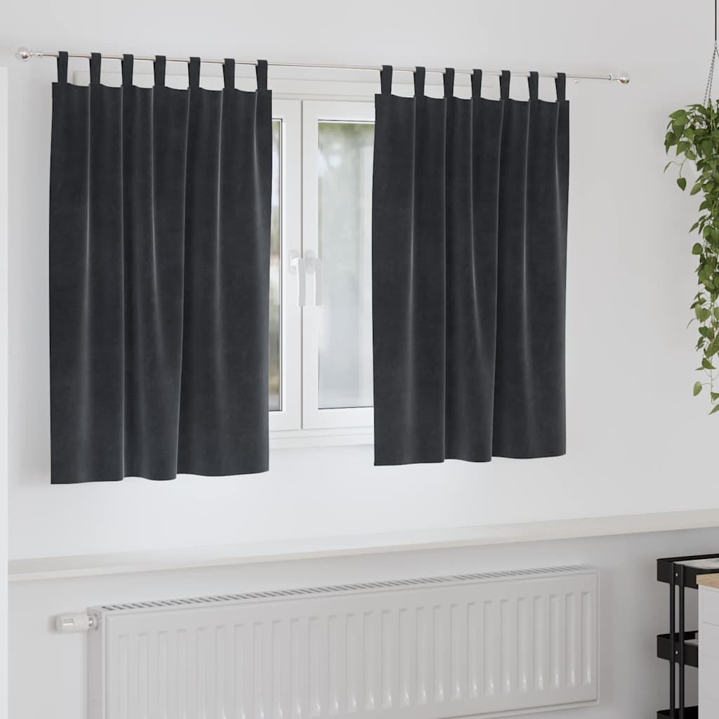 Vorhänge mit Vorhängen 2 pcs Dunkelgrau 140 x 140 cm Samt