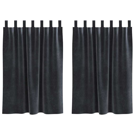 Vorhänge mit Vorhängen 2 pcs Dunkelgrau 140 x 140 cm Samt