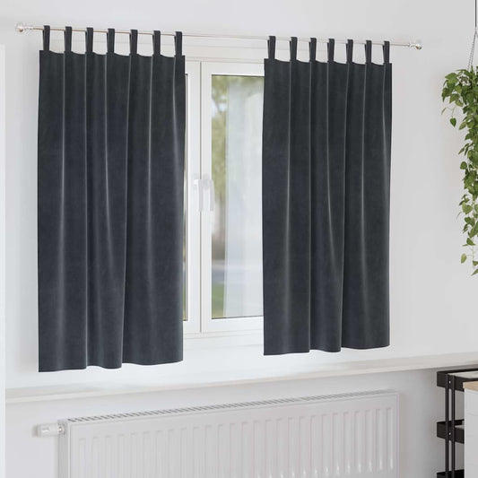 Vorhänge mit Vorhängen 2 pcs Dunkelgrau 140 x 175 cm Samt