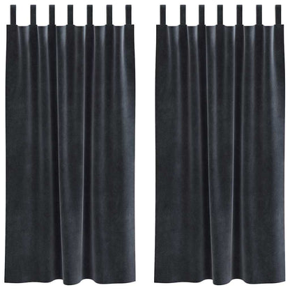 Vorhänge mit Vorhängen 2 pcs Dunkelgrau 140 x 175 cm Samt